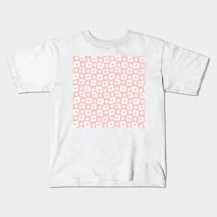 Floral Checker Board - pastel blush pink Kids T-Shirt